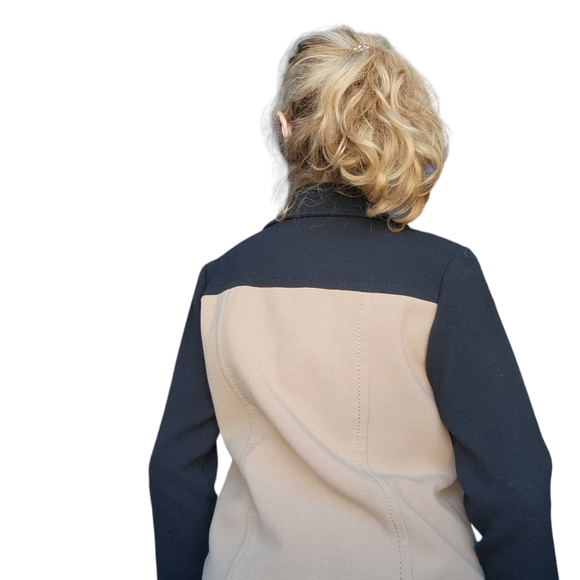 Banana Republic Women's Button-Up Lined Color Block Blazer/Jacket Black/Tan PXS - Picture 6 of 11